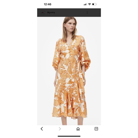 H&M Maxi Wrap Dress Myntra Beige Cream  Small - Picture 2 of 6